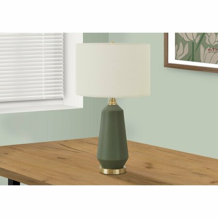 MONARCH SPECIALTIES Lighting, 26 in.H, Table Lamp, Green Ceramic, Ivory / Cream Shade, Contemporary I 9624